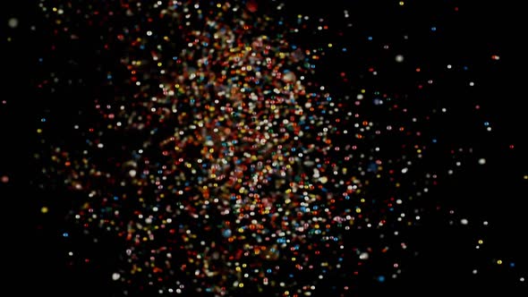 Multicolored Particles Flying After Being Exploded Colorful Rainbow Sprinkles Bouncing Falling Down