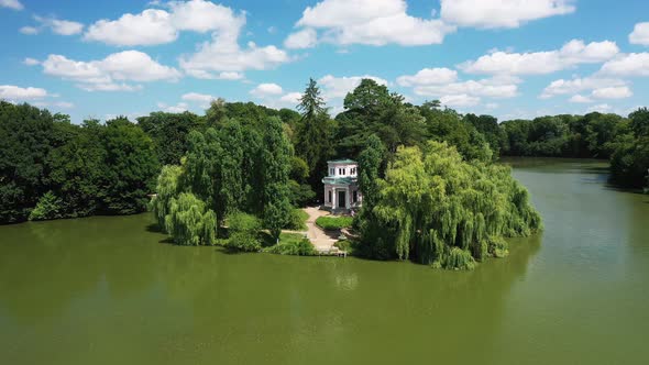 Island of Love Sofia Park Gazebo on the Island Uman Ukraine Aerial View