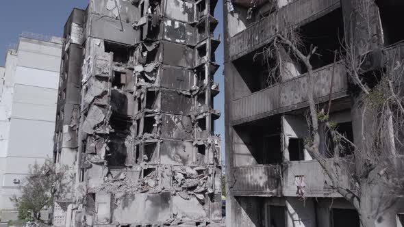 Borodyanka Ukraine  a Destroyed Building During the War Bucha District