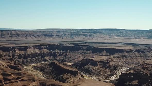 Fish River Canyon in Namibia, Africa Aerial Drone Shot.  Lanscape of the the Largest Canyon in Afric