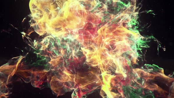 Motion Background VJ Loop - Red Yellow Green Particles HD