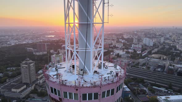 TV Tower in the Morning at Dawn in Kyiv, Ukraine