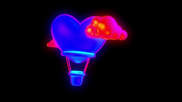 3D Air Balloon Love Psychedelic Animation for Colorful NFT