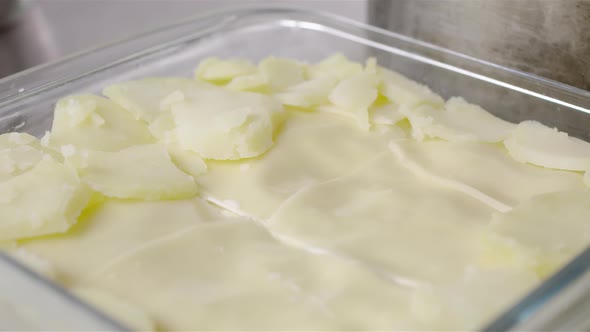 preparing potatoes lasagna