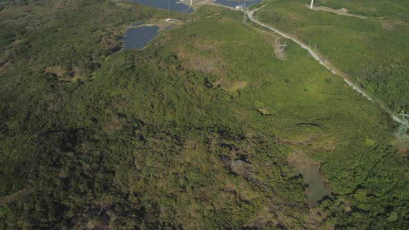 Solar Farm with Windmills. Philippines, Luzon