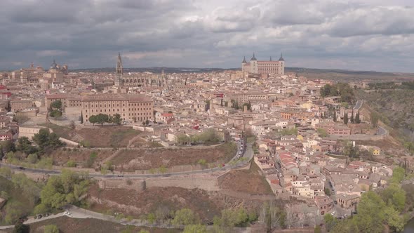 Aerial view of Toledo and the river bank