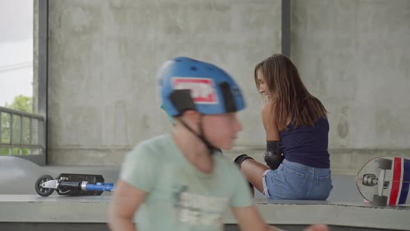 Active Mom and Son at Skatepark