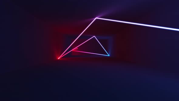 3d Render Abstract Background Neon Rays Inside Dark Box Tunnel Corridor Glowing Lines Fluorescent