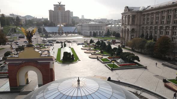 Cityscape of Kyiv, Ukraine. Aerial View, Slow Motion