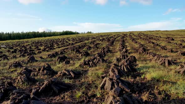 Peat Piled on a Peat Bog in County Donegal  Ireland