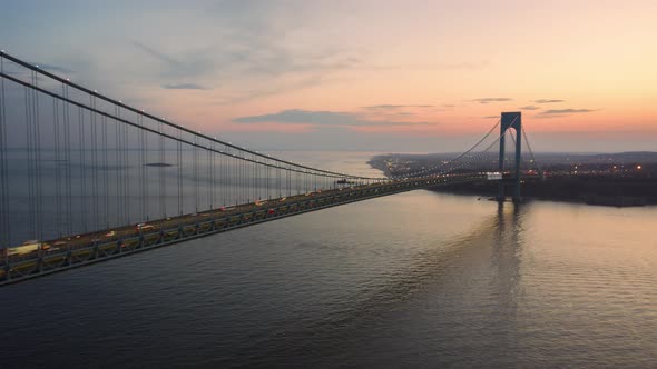 Verrazano narrow bridge in Sunset Hyperlapse