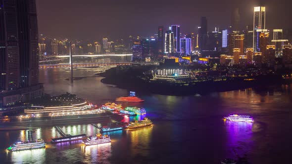 Chungking Yangtze and Jialing Confluence in China Timelapse