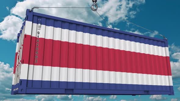 Cargo Container with Flag of Costa Rica