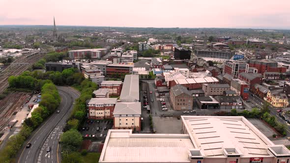 Raising up revealing University of Central Lancashire in Preston on a cloudy day