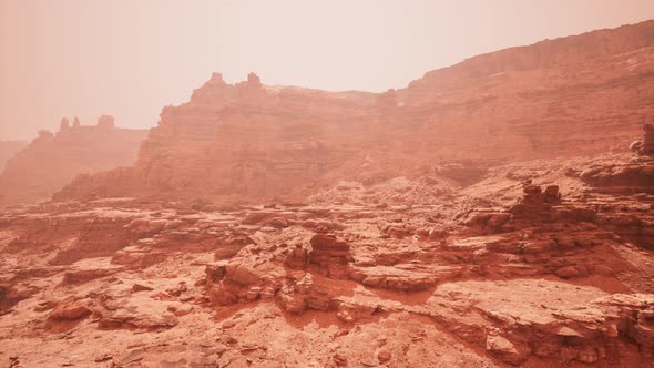 Aerial Grand Canyon in the Fog