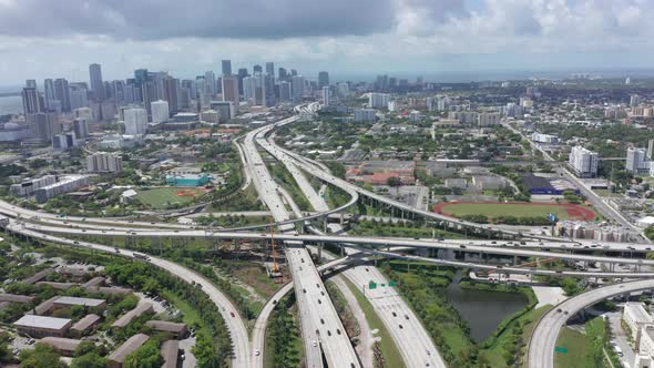  Aerial Transportation and Cars, Flight Over Green Suburban Intercharge