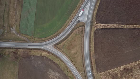 Cars Moving on Highway Aerial View