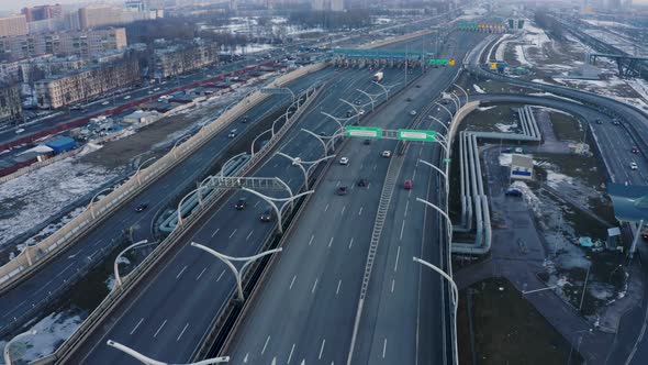 Aerial View at Highway Traffic