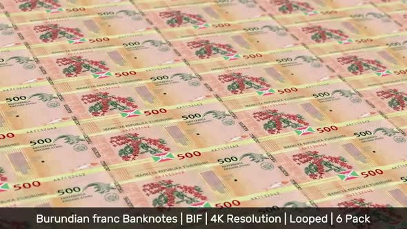 Burundi Banknotes Money / Burundian franc / Currency FBu / BIF / 6 Pack - 4K