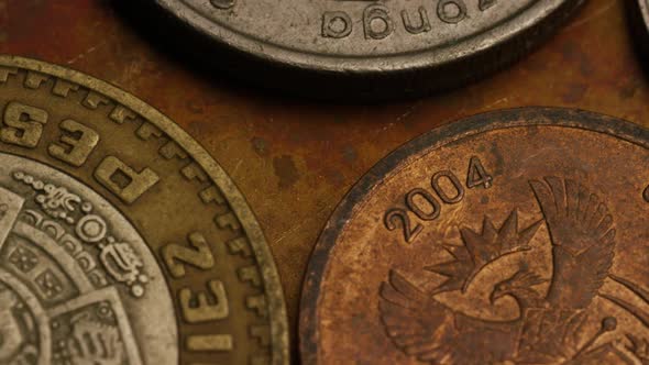 Rotating stock footage shot of international monetary coins - MONEY 0381