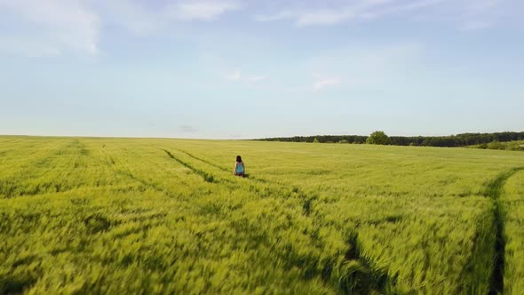 Woman Walk in the Field