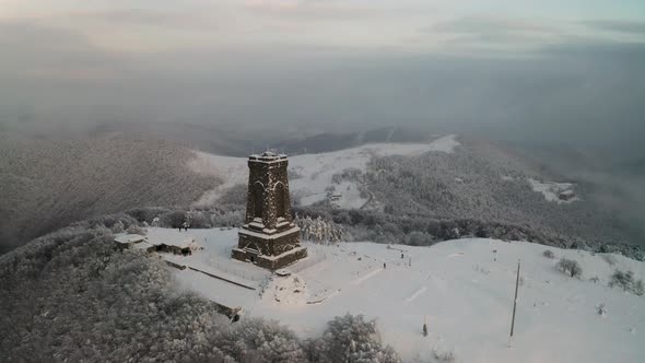 Drone flight above the Shipka National Monument