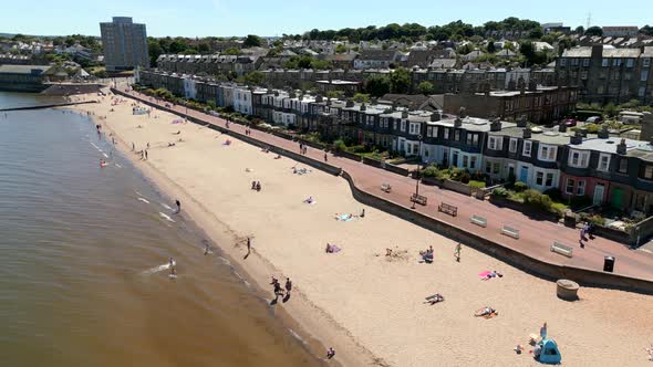 Aerial Drone Video Waterfront Real Estate Portobello Beach Edinburgh Scotland Uk 4k