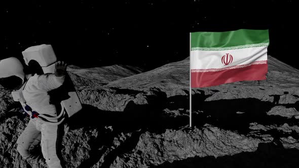 Astronaut Planting Iran Flag on the Moon