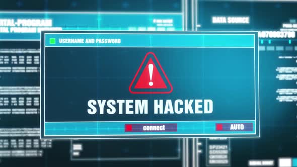 System Hacked Warning Notification on Digital System Security Alert on Computer Screen alt