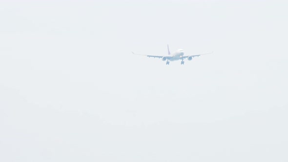 Widebody Aircraft Approaching Over Ocean