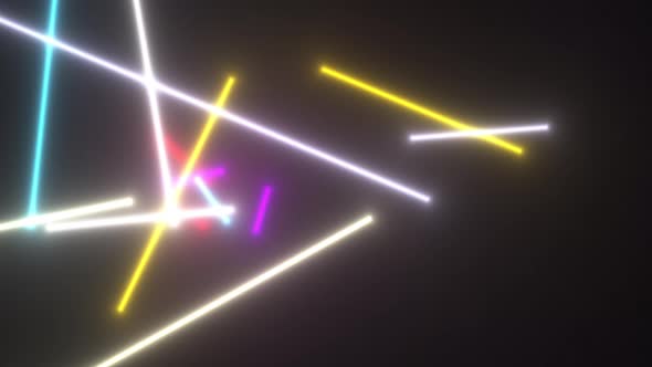 Camera Flash Reveals Abstract Neon Tube Lights, Flies Through, Fades to White. alt