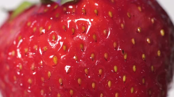 Red Juicy Strawberries Close Up in Bright Light