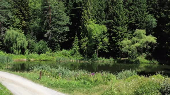 View of the lake in the town of Gelnica in Slovakia