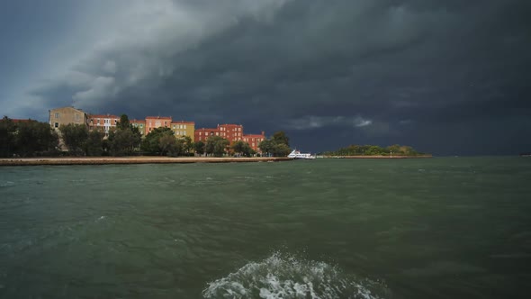 Panorama of Venice in Black Thunder Clouds