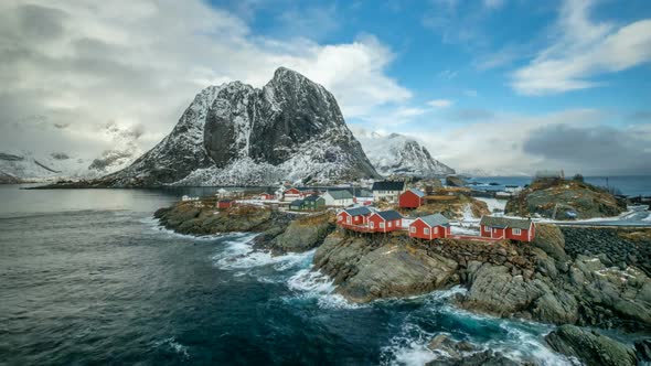 Hamnoy Village on Lofoten Islands, Norway Timelapse