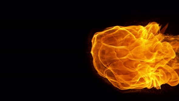 Super Slow Motion Shot of Fire Flame Isolated on Black Background at 1000Fps