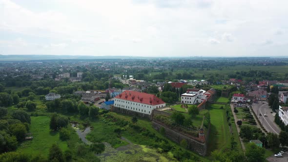 The Beautiful Medieval Dubno Castle at Ukraine Aerial Panorama View