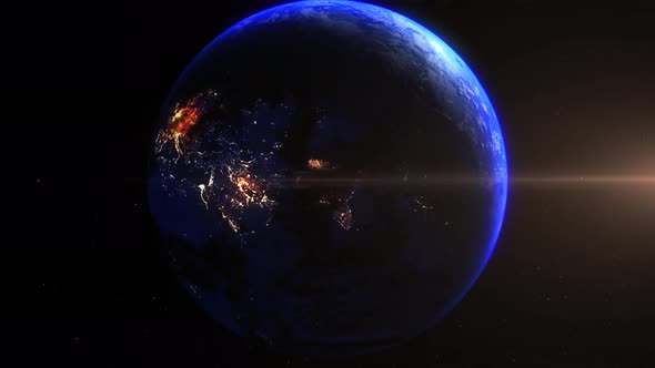 Realistic Earth Zoom In Night Lights Clouds Europe