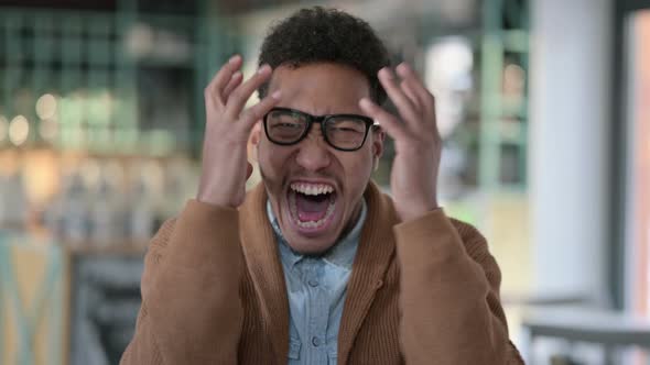 Portrait Young African Man Shouting Screaming