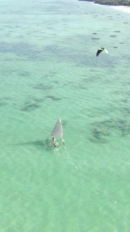 Tanzania  Vertical Video of the Ocean Near the Coast of Zanzibar Slow Motion