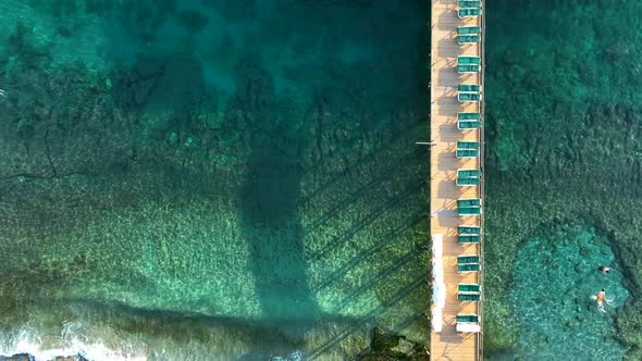 Pier by the sea aerial view Turkey Alanya 4 K