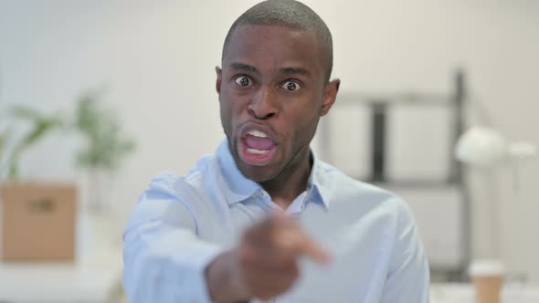 Portrait African Man Feeling Angry Arguing Office