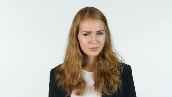 Portrait Of Frustrated ,Upset And Angry Businesswoman, White background