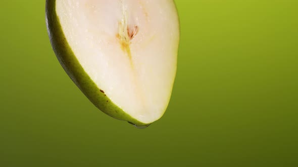 Fresh Ripe Pears Rotate on Wood Cutting Board