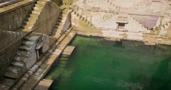 Water Storage Inside Toorji Ka Jhalra Baoli Stepwell - One of Water Sources in Jodhpur, Rajasthan
