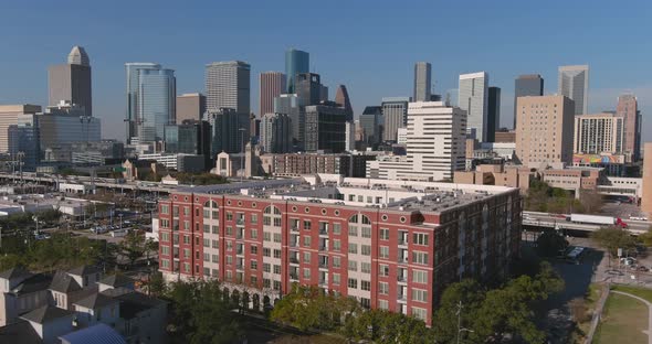 Aerial view of downtown Houston and surrounding area