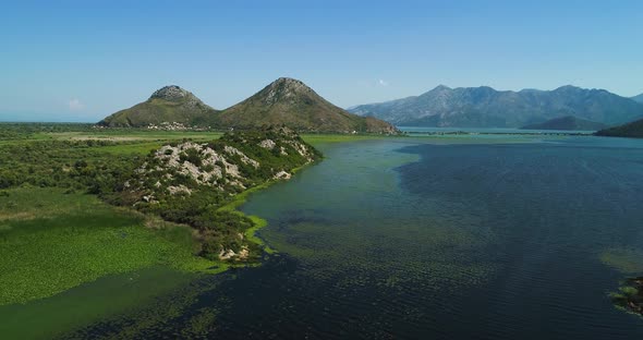 Aerial View of the Landscape of Lake Skadar in Montenegro