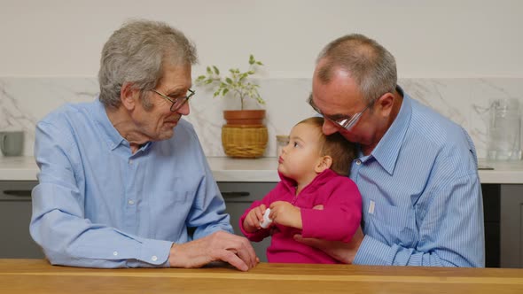 Two Grandfathers are Holding Their Granddaughter