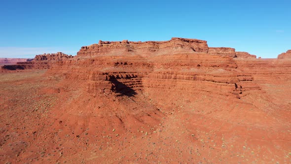 Aerial At Canyon With Red Rocks In The Desert Western United States