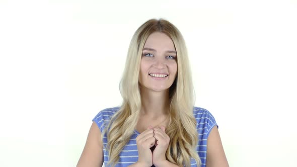 Woman Amazed by Surprise, White Background